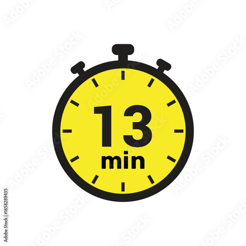 13 min clock icon vector number design illustration