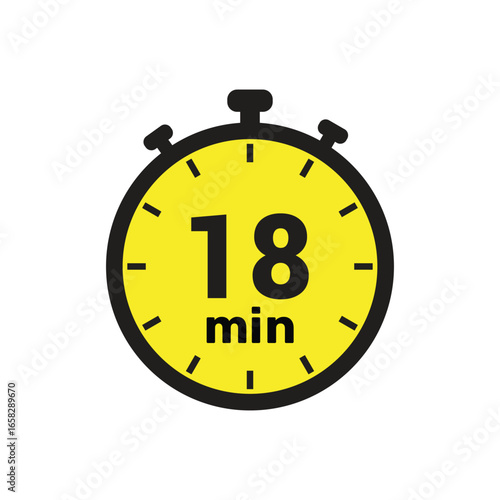 18 min clock icon vector number design illustration