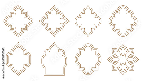 Islamic Geometric Frame Vector Set Ornamental Arabesque Border Designs