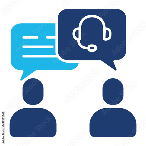 Communication Icon In Blue Monochrome Flat Design, Vector Illustration  