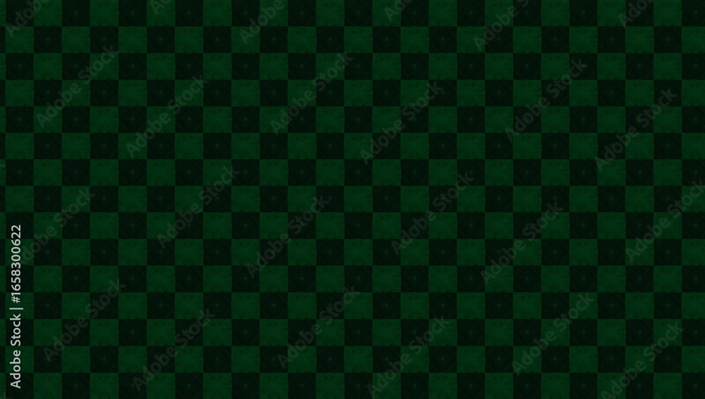 Fototapeta premium Seamless black and dark green checkered pattern wallpaper, vector style.