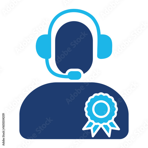 Consulting Icon In Blue Monochrome Flat Design, Vector Illustration