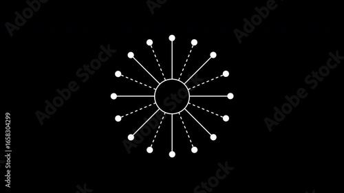 Abstract Radial circle motion graphics on black background.