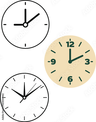 Simple Clock Designs Analog Clock Illustrations