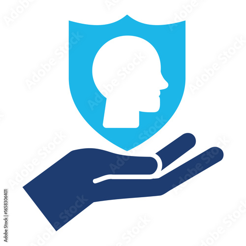 Life Support Icon In Blue Monochrome Flat Design, Vector Illustration
