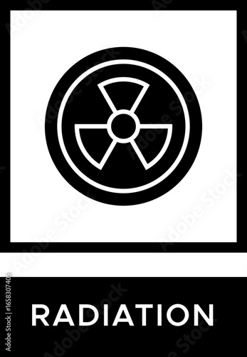 Radiation icon. Hazard warning symbol. Dangerous goods protection label. Vector illustration. With Label Glyph Icon