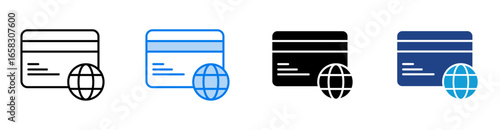 credit card icon set multiple style collection