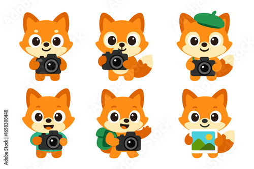 Cute fox characters with cameras: adorable designs for photography enthusiasts