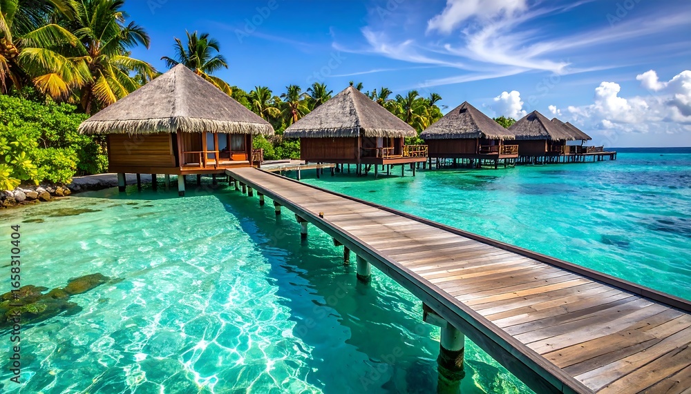 Obraz premium Tropical overwater bungalows