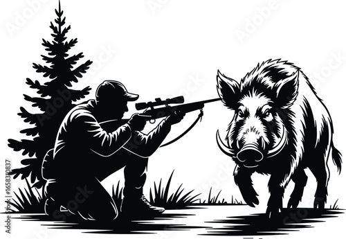 Wild Boar Hunting SVG Bundle, Boar SVG