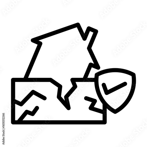 Earthquake Coverage Vector Line Icon Design