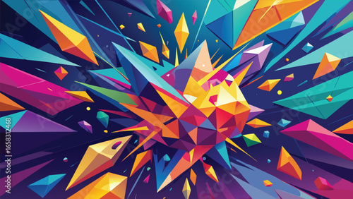 Vector illustration of a butterfly composed of abstract geometric shapes in a colorful design..eps