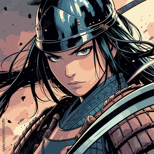 image of a woman wearing samurai armor 