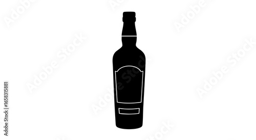 Elegant silhouette of a liquor bottle, the dark outline on bright. 