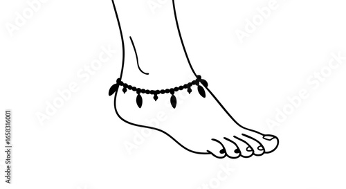 A sketch of foot wearing an ankle bracelet
