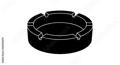 A simple black ashtray graphic, perfect for a clean, minimalist design.