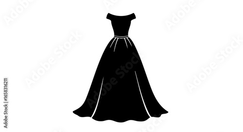 A simple silhouette of an elegant long dress.
