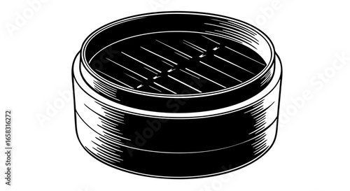 An illustration of a dim sum steamer basket.
