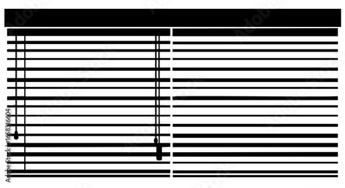 Interior design concept of a window with open and closed horizontal blinds.