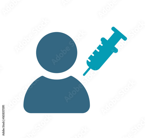 Injection icon for vaccination, medical, health.