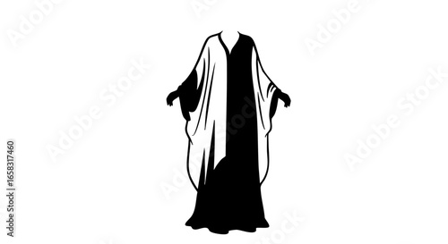 A minimalist illustration of a two-toned traditional Abaya.