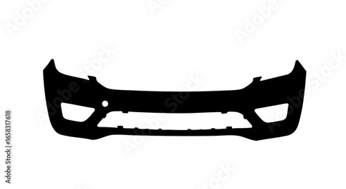 Car Bumper Silhouette: A black car bumper silhouette isolated.