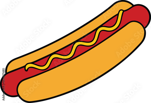 A Delicious Hot Dog with Mustard, Isolated on a White Background