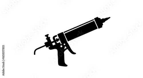 A silhouetted image of a caulk gun, designed for precision and construction.