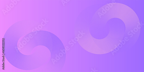 Abstract circle lines on pink and purple background. Geometric stripe line art design for poster, brochure, cover, website, header, web banner, presentation.