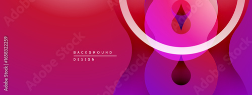 Abstract gradient background. Pink, purple hues blend smoothly. Circular shapes overlap creating dynamic visual effect. Modern design element.
