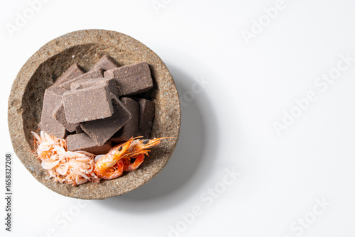 Traditional Indonesian Shrimp Paste Terasi on Mortal Stone