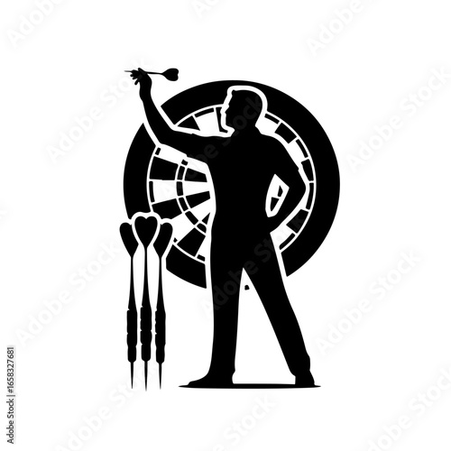 Darts player silhouette , Darts player vector