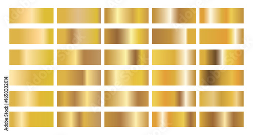 Color Palette collection of golden gradients. Golden background texture. Mega collection golden gradient materials. EPS10.