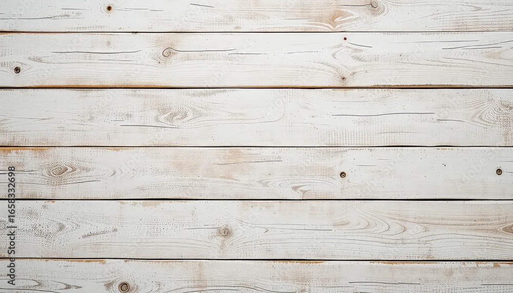 Naklejka premium Rustic whitewashed wooden planks forming a textured surface, perfect for background use and design applications