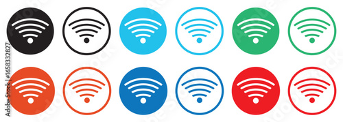 Free wifi zone icon set. Network wifi business concept. free wifi sign, wi fi zone door sticker.