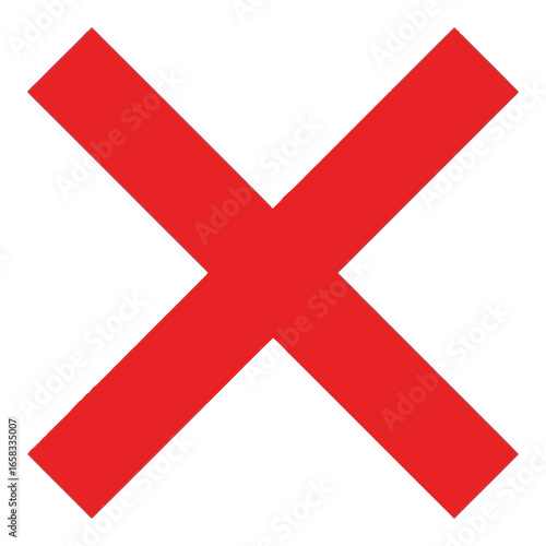 Bold red x mark symbol on a clean white background