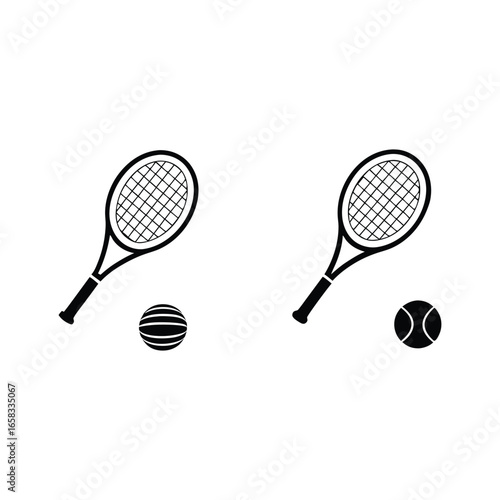 tennis racket and balls