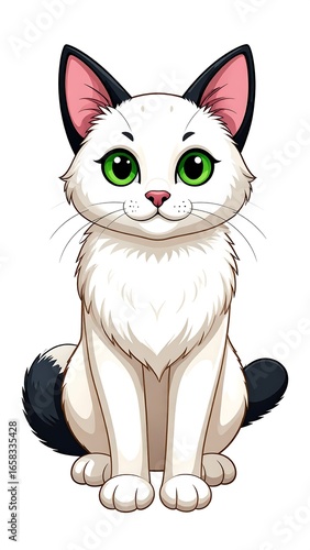 Cute cartoon cat sitting.