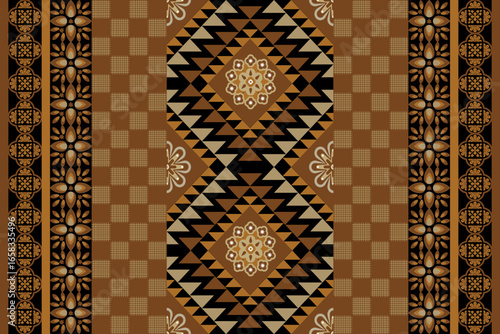 thai style art Seamless Ikat ethnic patterns in horizontal stripes, perfect for textile, fashion design, fabric printing, and home decor. Inspired by traditional weaving with modern color twist Ideal 