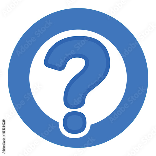 Bright blue question mark inside a circle symbol