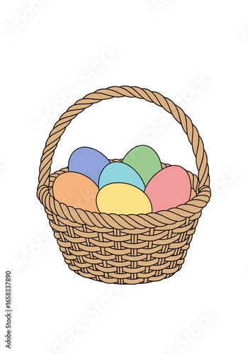 A woven basket overflowing with colorful easter eggs a festive spring holiday celebration