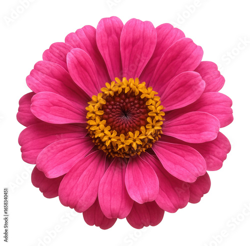 Bright pink Common zinnia flower.