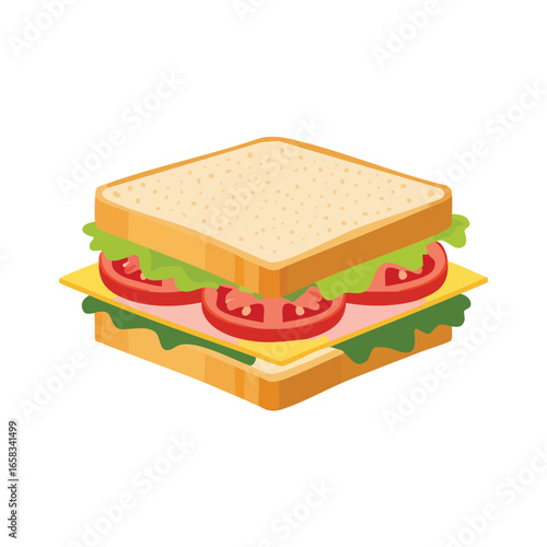 Stacked Sandwich with Cheese, Lettuce and Tomato - AI Generated