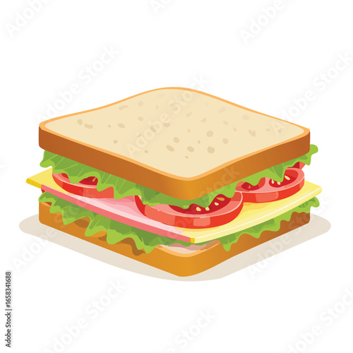 Sandwich with Cheese, Lettuce and Tomato, Side View - AI Generated