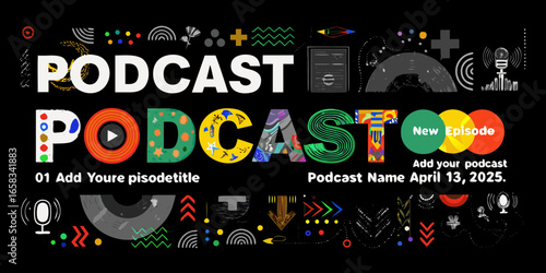 Colorful Podcast Announcement Graphic Design Template
