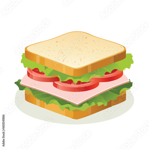 Classic Sandwich with Lettuce and Tomato Layers - AI Generated