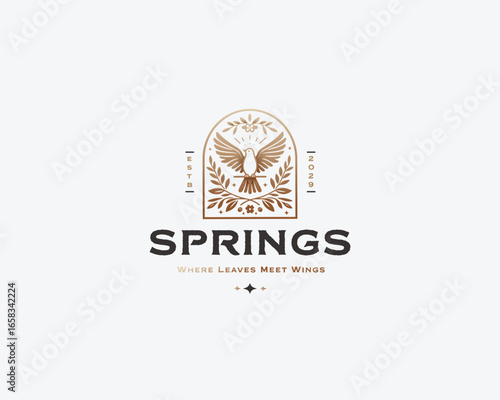 Bird on a branch logo template for spa or beauty spa wellness clinic business