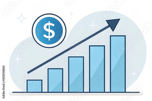 Financial growth and investment success illustrated with a rising bar chart