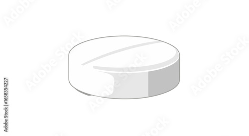 Illustration of a single white oval pill with a score line on a white background in a simple style on transparent background