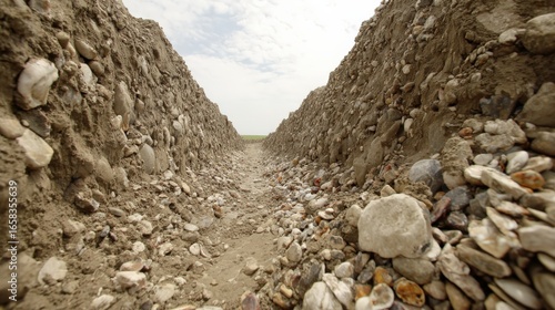Trenches of shells and sand for coastal habitat restoration